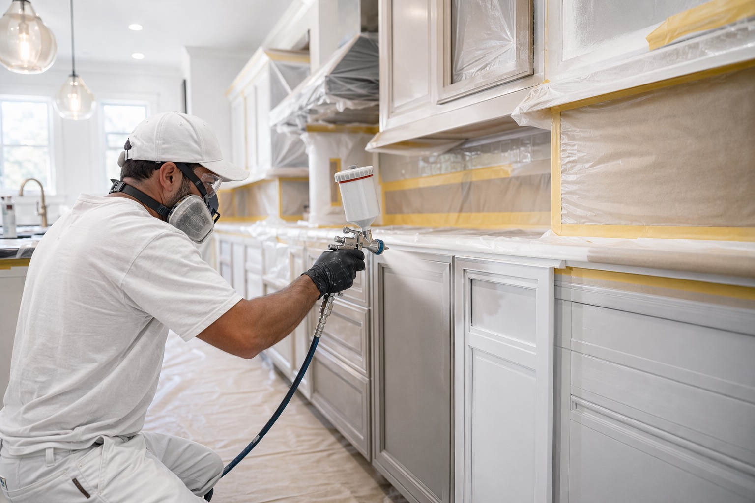 Kitchen cabinet painting and installation service
